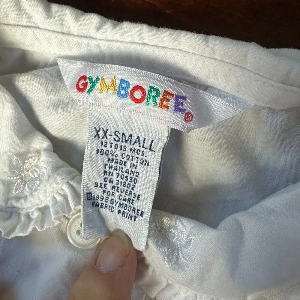 Vintage GYMBOREE Pintuck & Embroidery Cotton Long Sleeve Shirt Size 12-18 Months